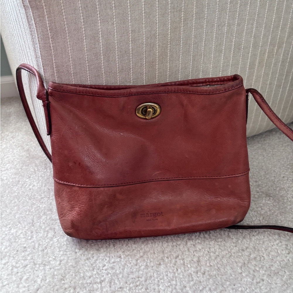 margot Leather Crossbody Bag in Wine Red